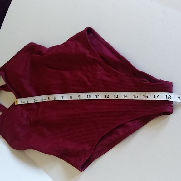 Xhilaration Scoop Back One Piece Swimsuit Burgundy Sz M Junior - Picture 9 of 11